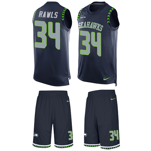 Men's Limited Thomas Rawls Nike Jersey Navy Blue - #34 Tank Top Suit NFL Seattle Seahawks